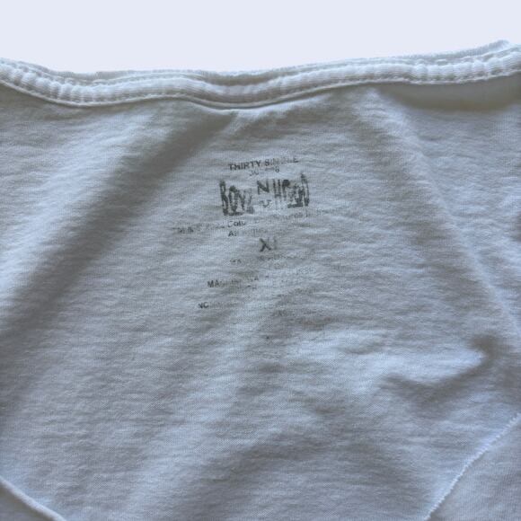 Boyz N The Hood Airbrush Graffiti Tee White Slouchy Off-Shoulder XL Y2K - Picture 3 of 5